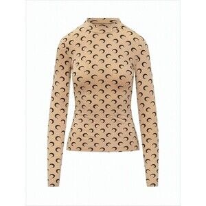 Marine Serre Fitted Long-Sleeve Top With Crescent Moon Print - NWT